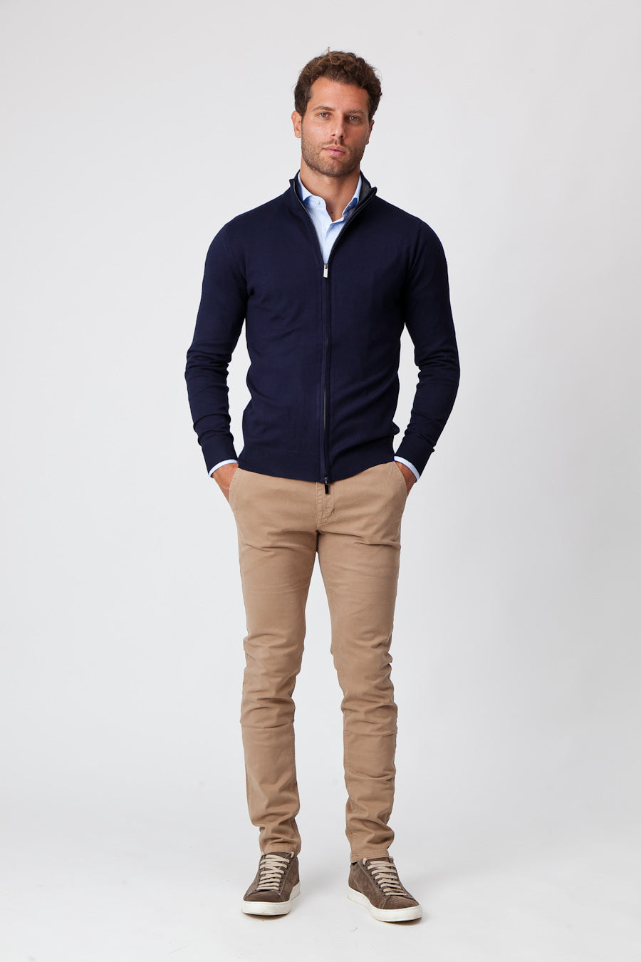 Rino - Maglia Uomo Con Zip Blu Elegante