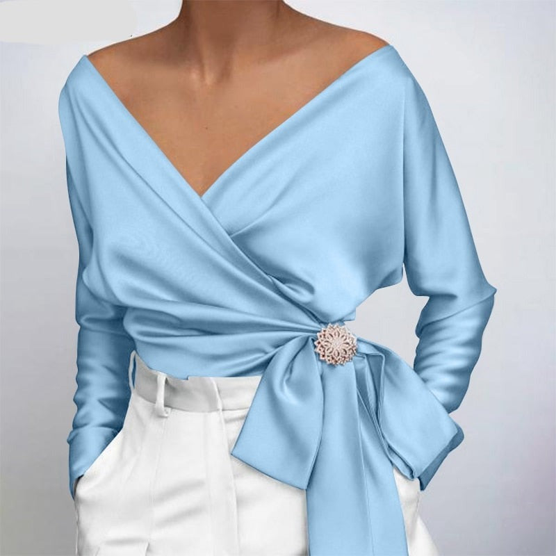 Maida – Camicetta in Seta Donna Elegante e Leggera Blu