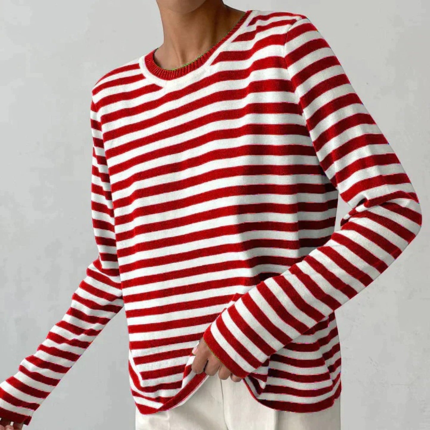 Umbra – Maglietta Classica a Righe Maniche Lunghe Donna