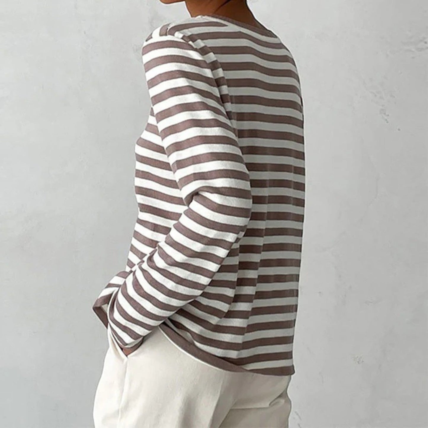 Umbra – Maglietta Classica a Righe Maniche Lunghe Donna