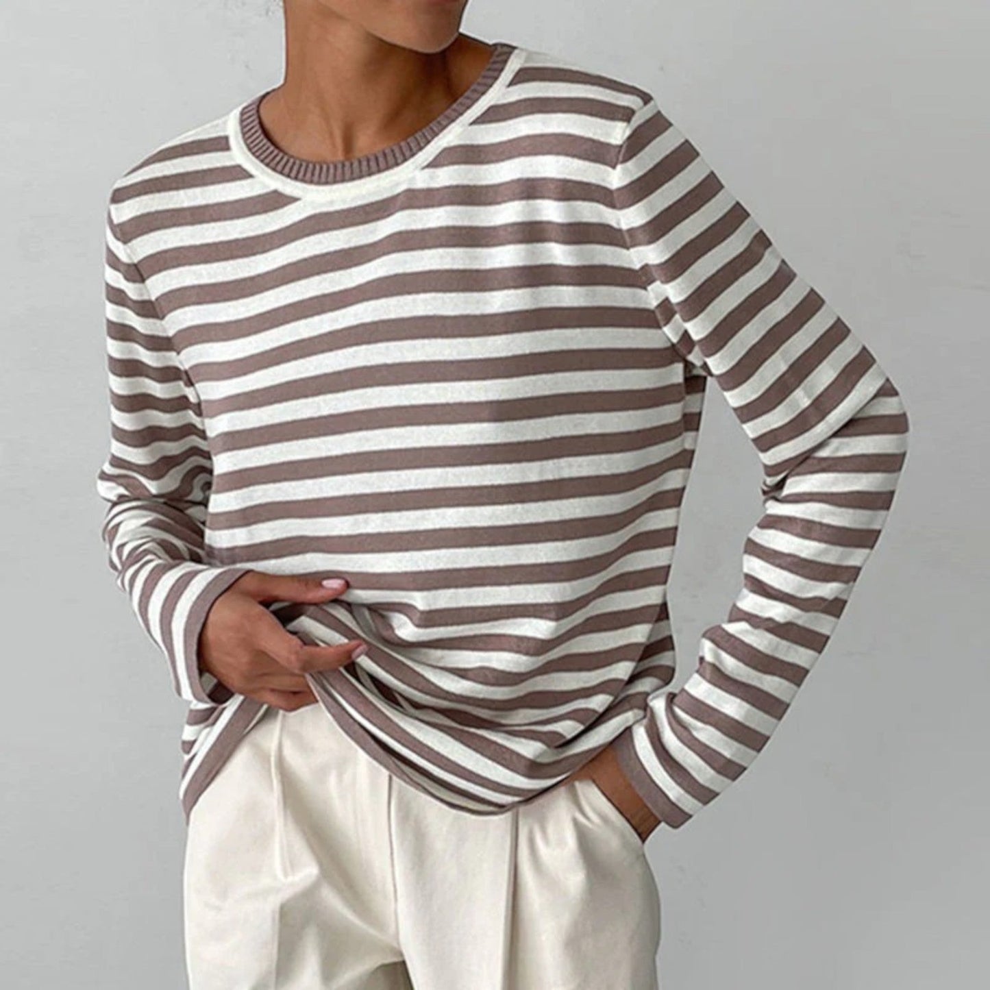 Umbra – Maglietta Classica a Righe Maniche Lunghe Donna