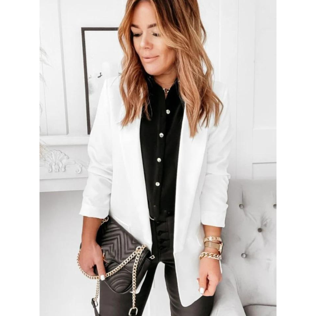 Monica - Blazer Lungo Estivo Elegante da Donna Verde Bianco