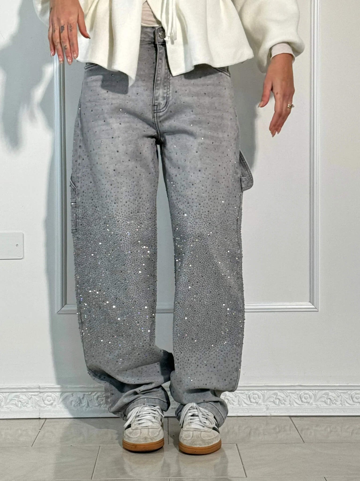 Uva - Jeans donna baggy effetto paint urban