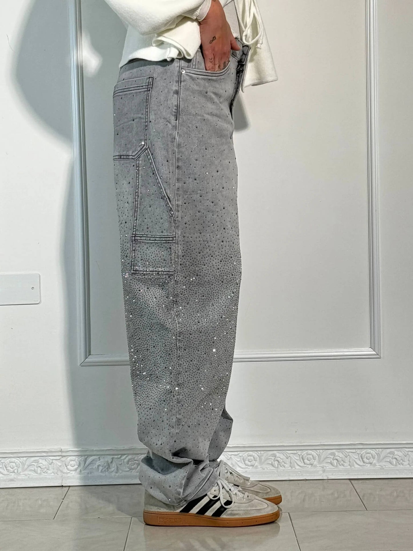 Uva - Jeans donna baggy effetto paint urban