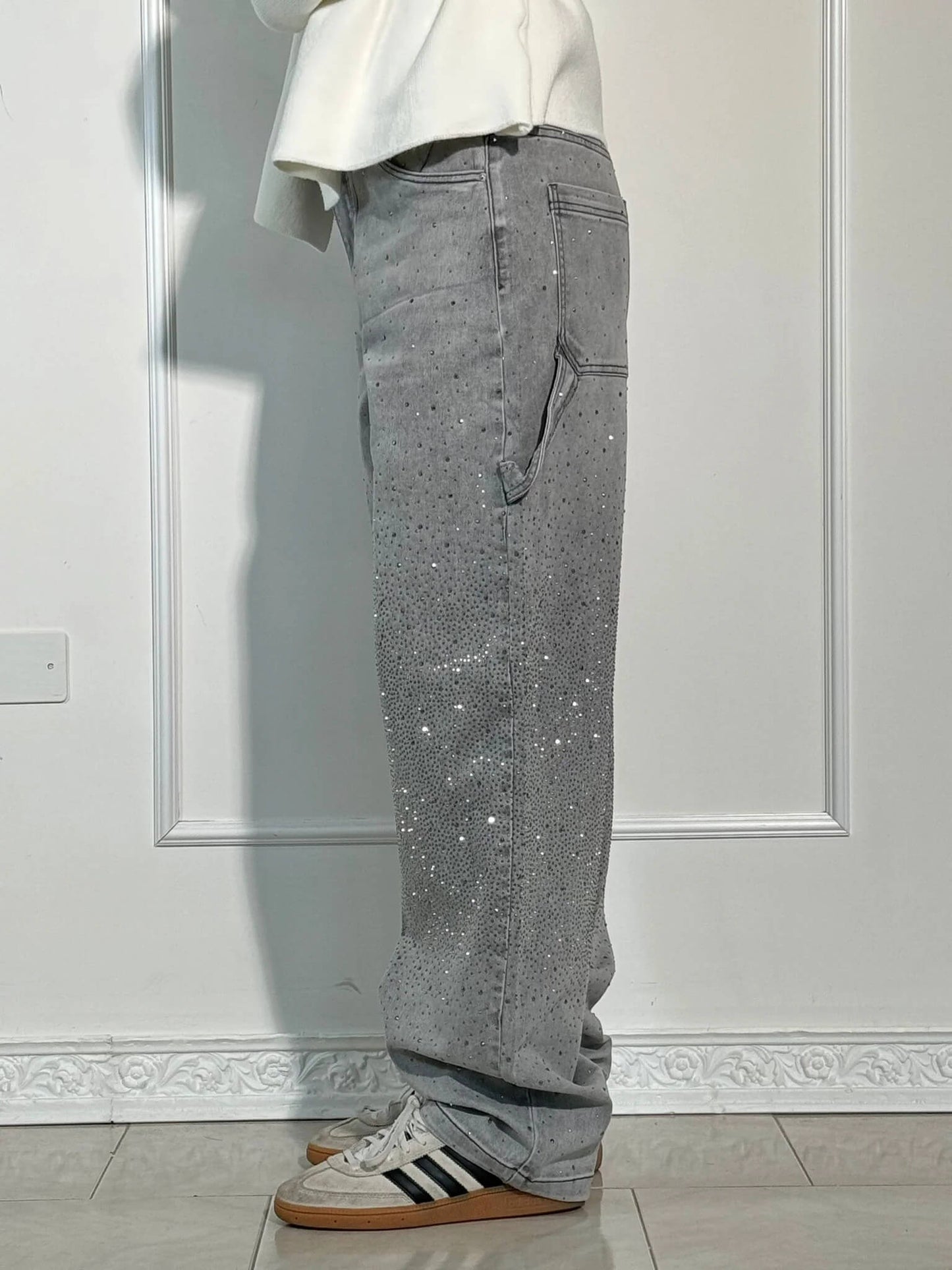 Uva - Jeans donna baggy effetto paint urban