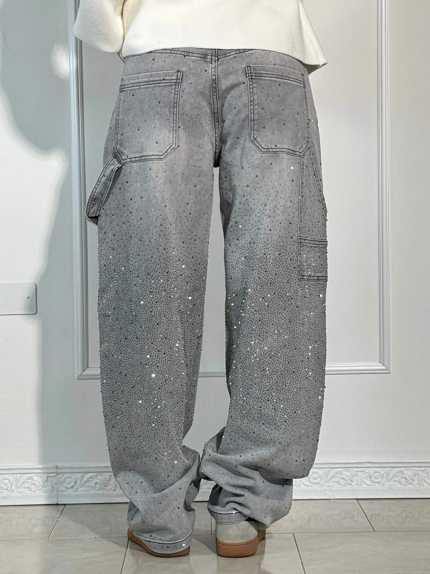 Uva - Jeans donna baggy effetto paint urban