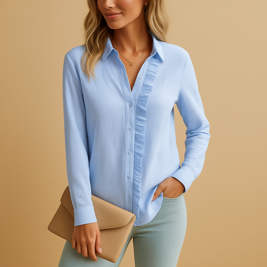 Nella – Blusa a Righe con Ruches Donna Blu