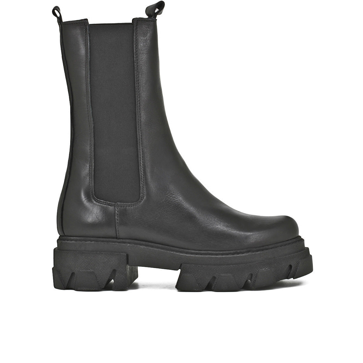 Noretta – Chelsea Boots Alti in Vera Pelle Nero