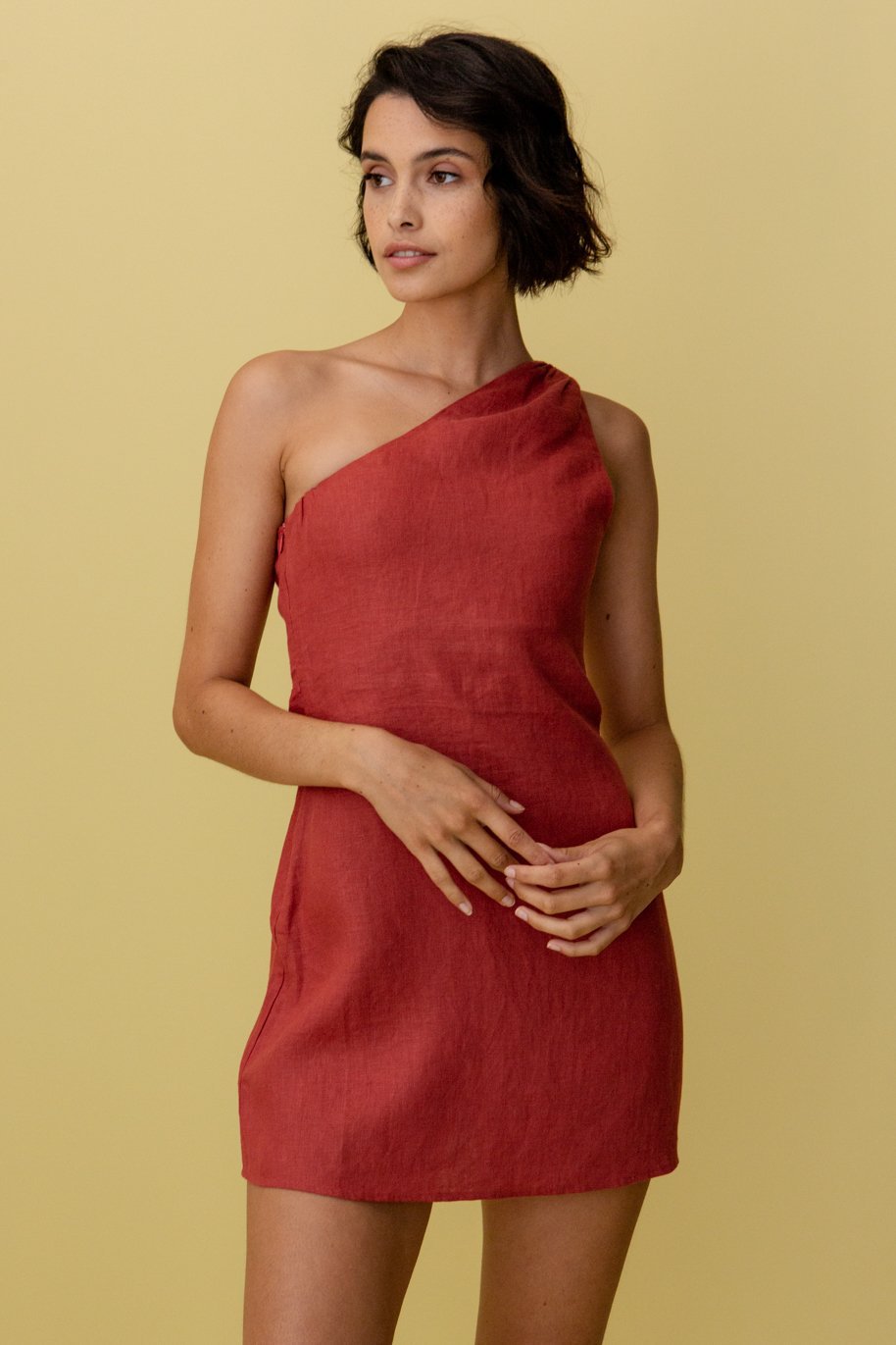Nunzia – Abito Elegante Monospalla Donna Rosso