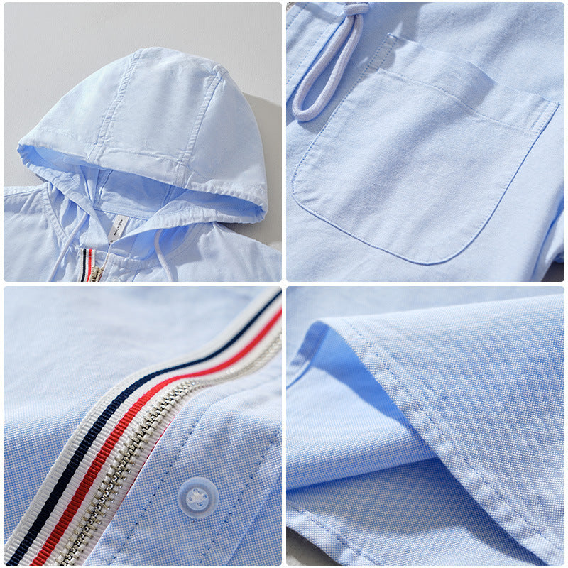 Kunibert - Felpa Uomo Zip Cappuccio Casual Estiva Leggera