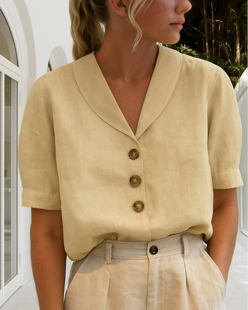 Ofelia – T-shirt Moda Donna in Cotone e Lino Beige
