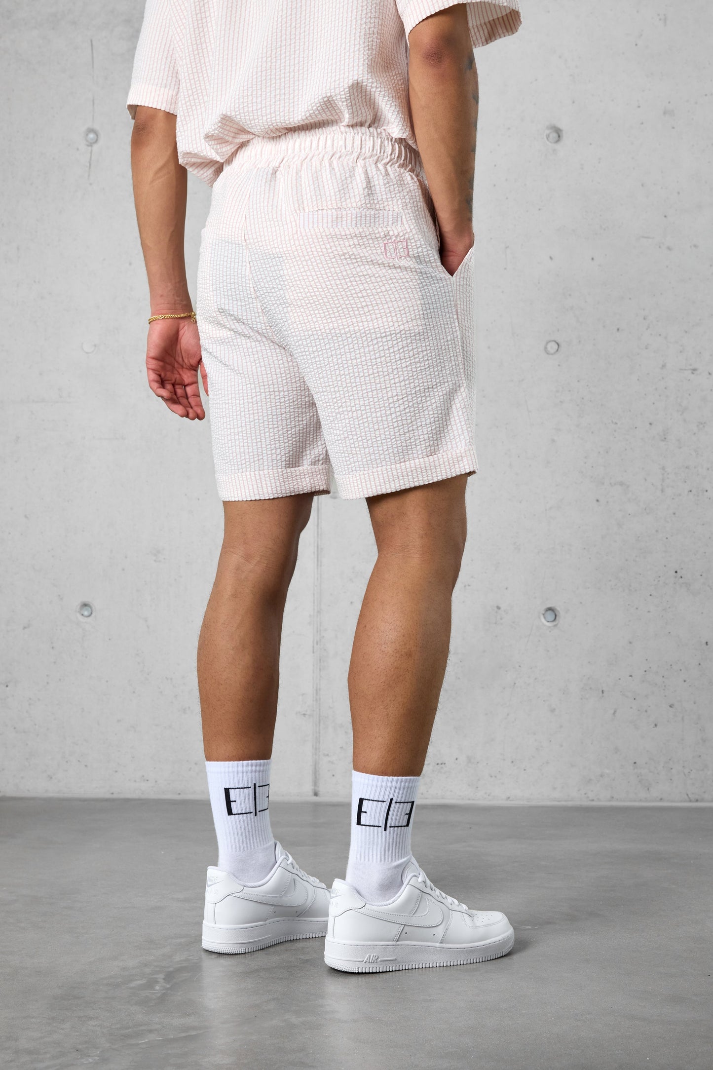Raniero - Shorts Uomo Off White Rose Righe Moderni Estivi
