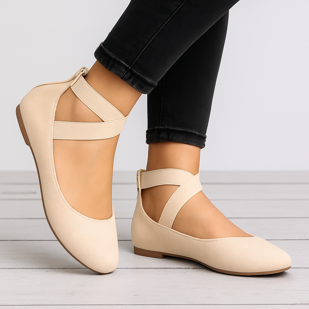 Piera - Ballerine donna scamosciate con cinturino Beige