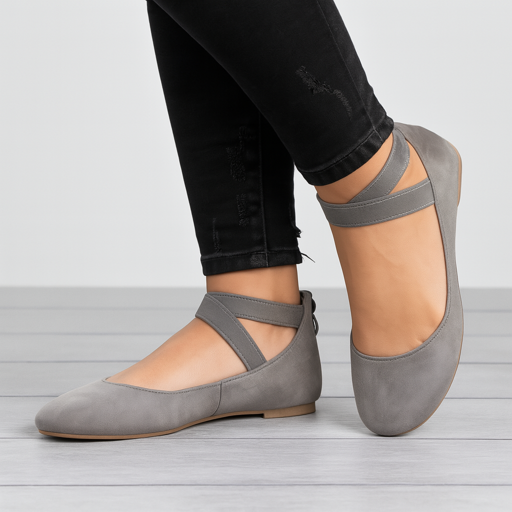 Piera - Ballerine donna scamosciate con cinturino Grigio