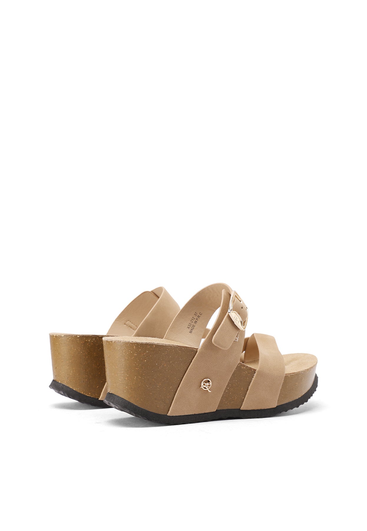 Quenita - Sandali con zeppa in ecopelle donna Khaki