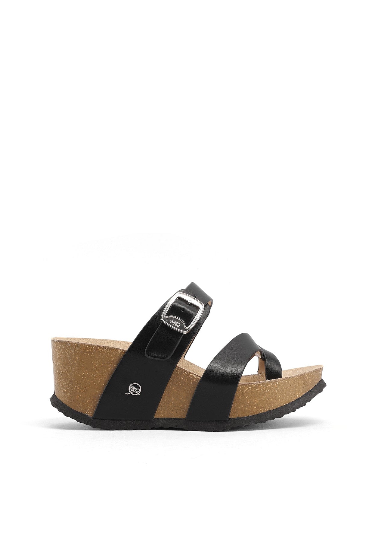 Quenita - Sandali con zeppa in ecopelle donna Nero
