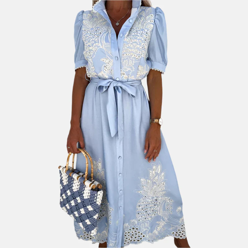 Querida – Abito Blu Ricamato con Dettagli Eleganti Donna Azzurro