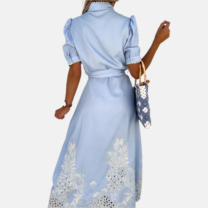 Querida – Abito Blu Ricamato con Dettagli Eleganti Donna Azzurro