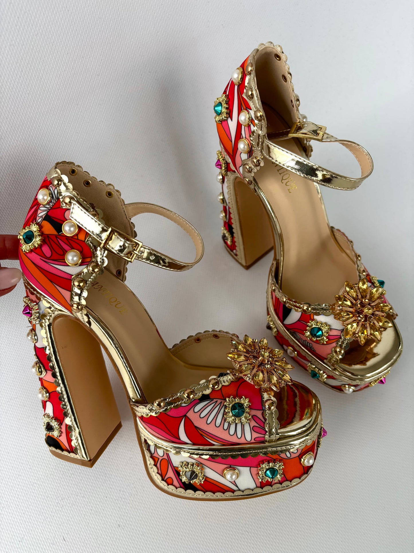 Rachele - Sandali platform alti rossi da donna Rosso