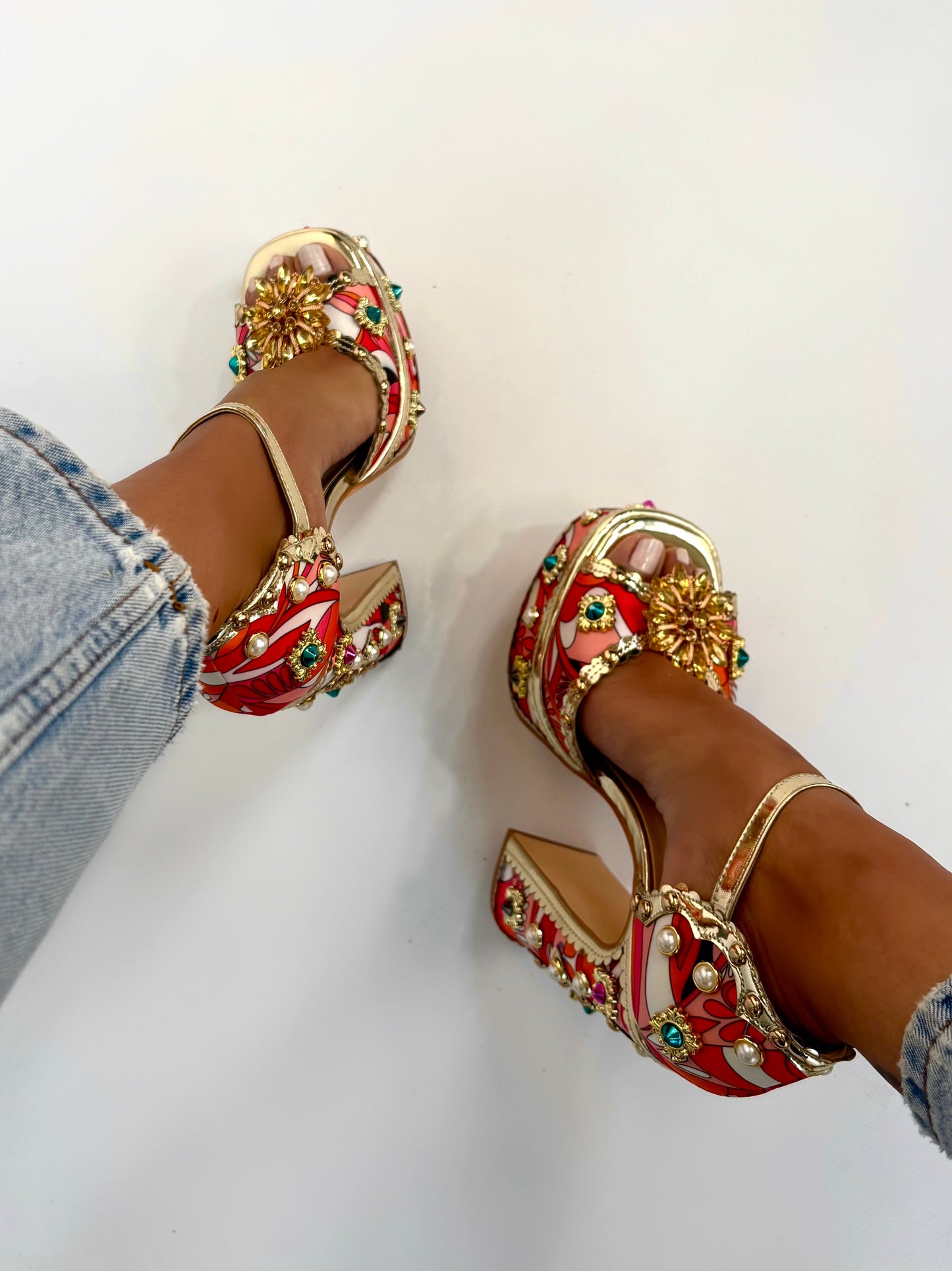 Rachele - Sandali platform alti rossi da donna Rosso
