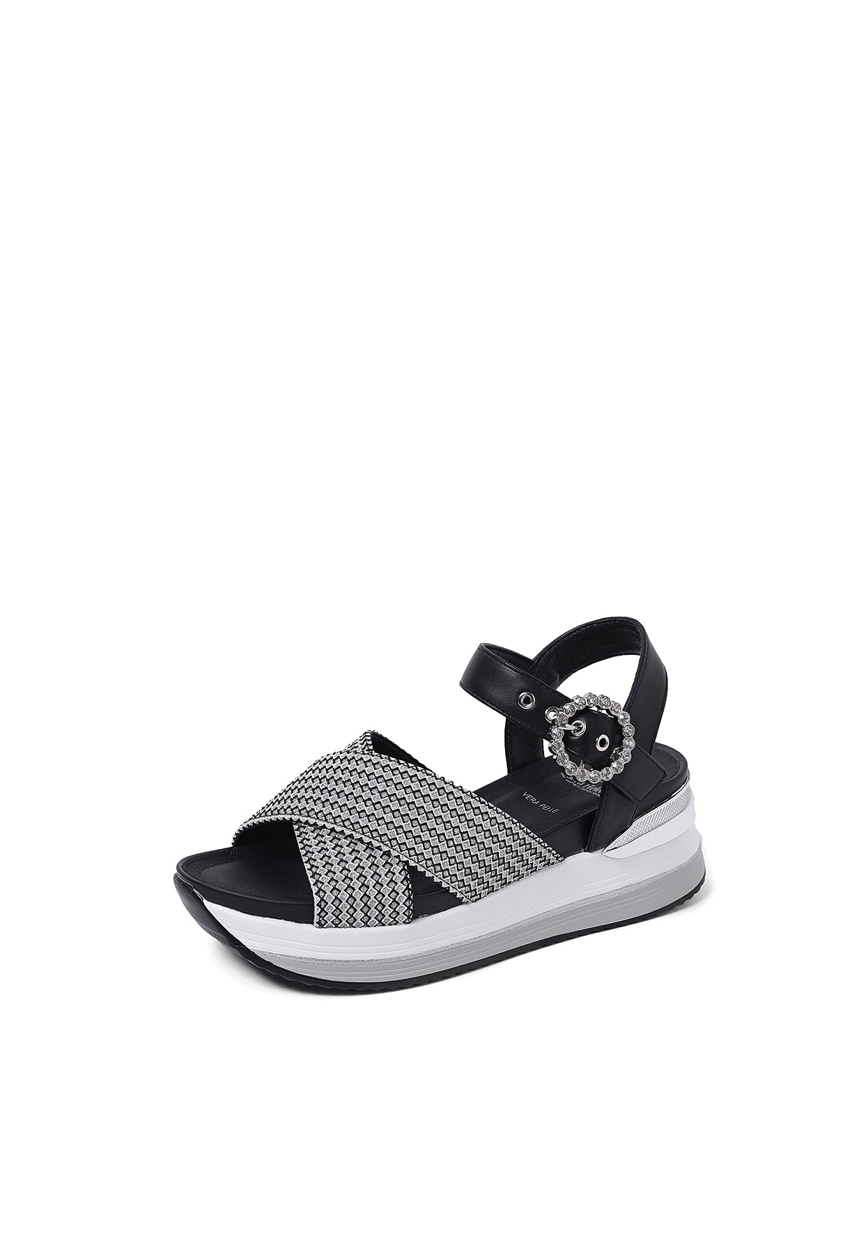 Renza - Sandali con zeppa plateau in ecopelle donna Nero