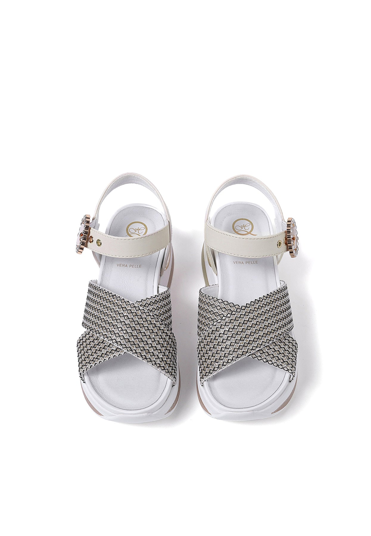 Renza - Sandali con zeppa plateau in ecopelle donna Oro