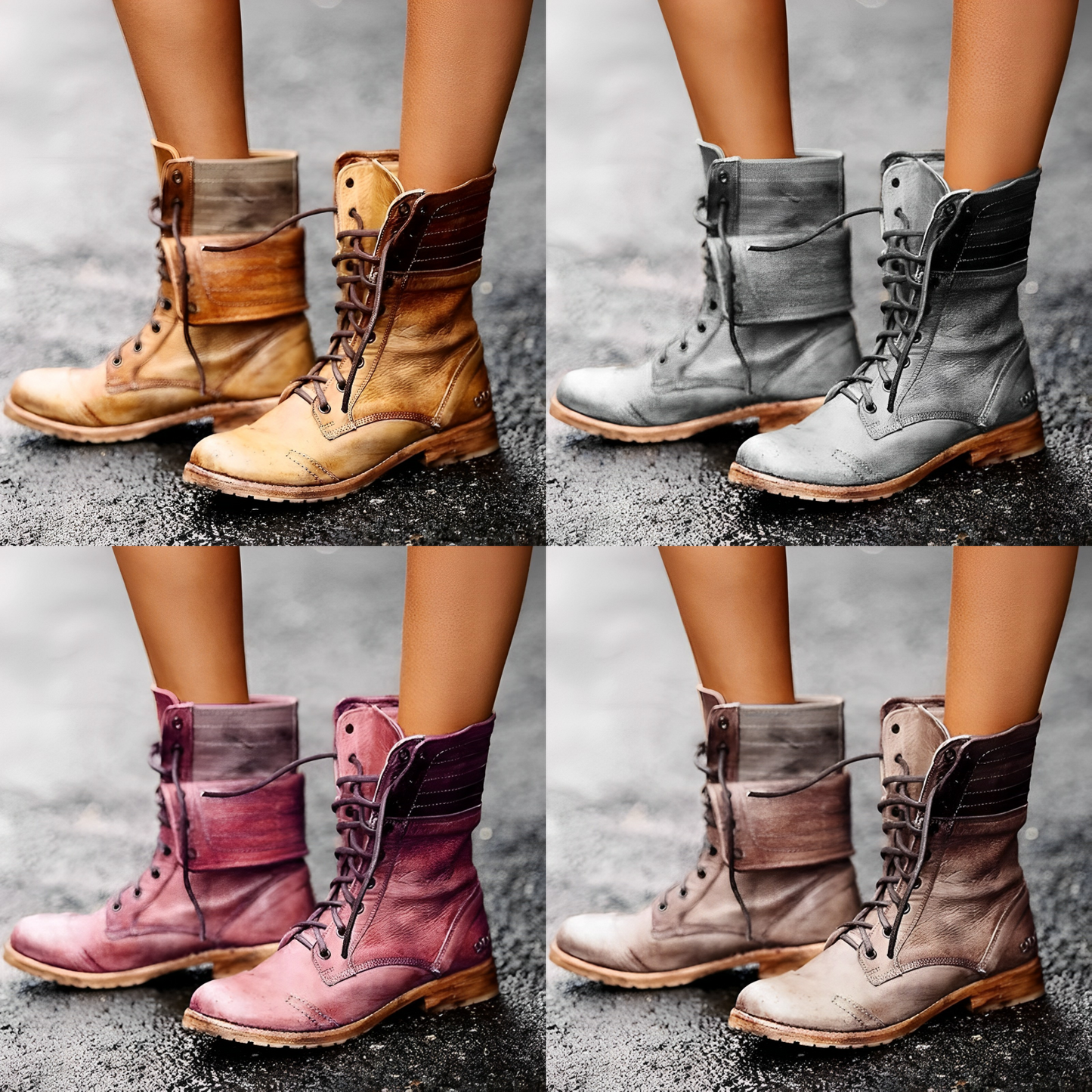 Enrica - Strapazierfähiges Leder Stiefeletten