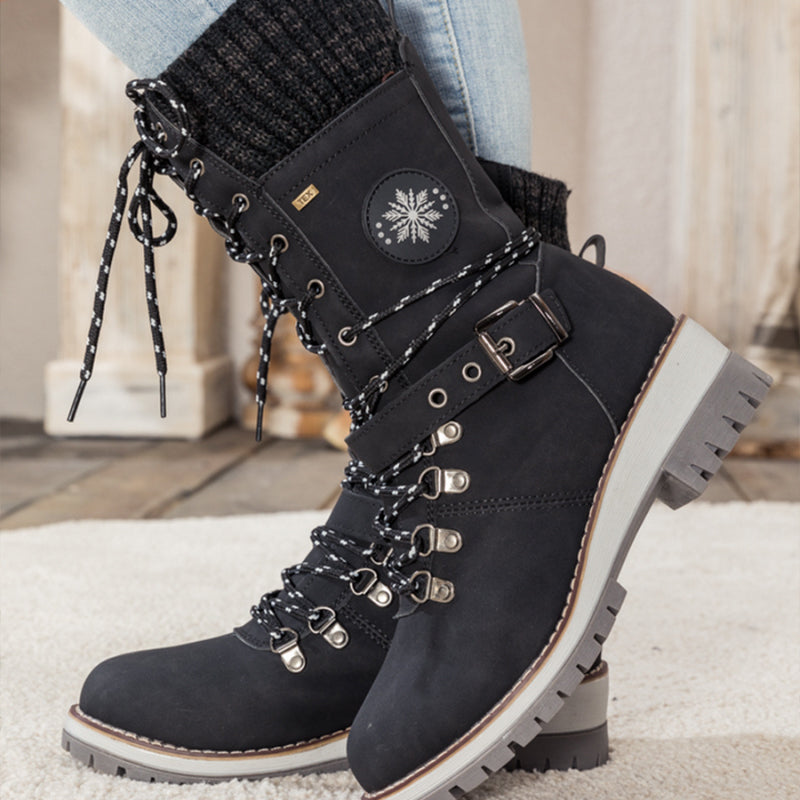 Rina - Stivali da neve al ginocchio impermeabili donna Nero