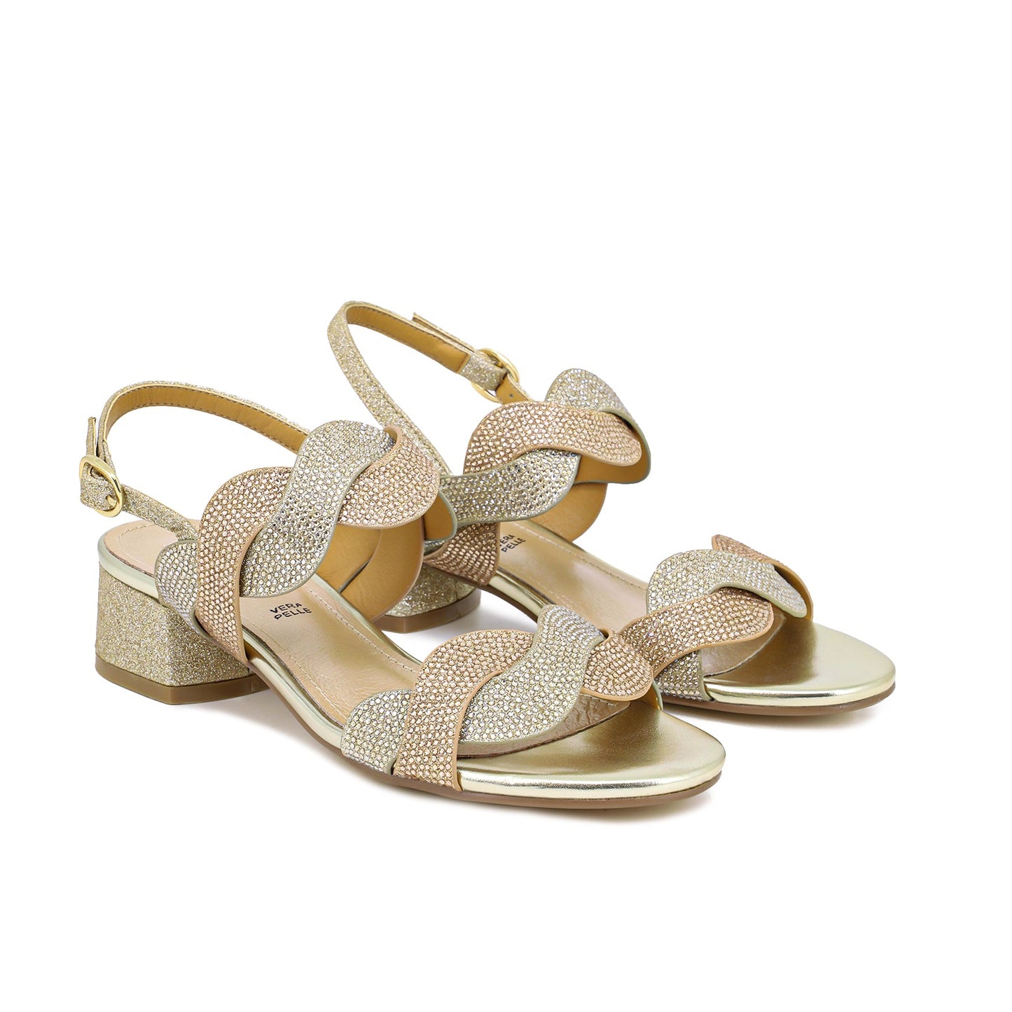 Rita - Sandali con tacco a blocco donna ORO