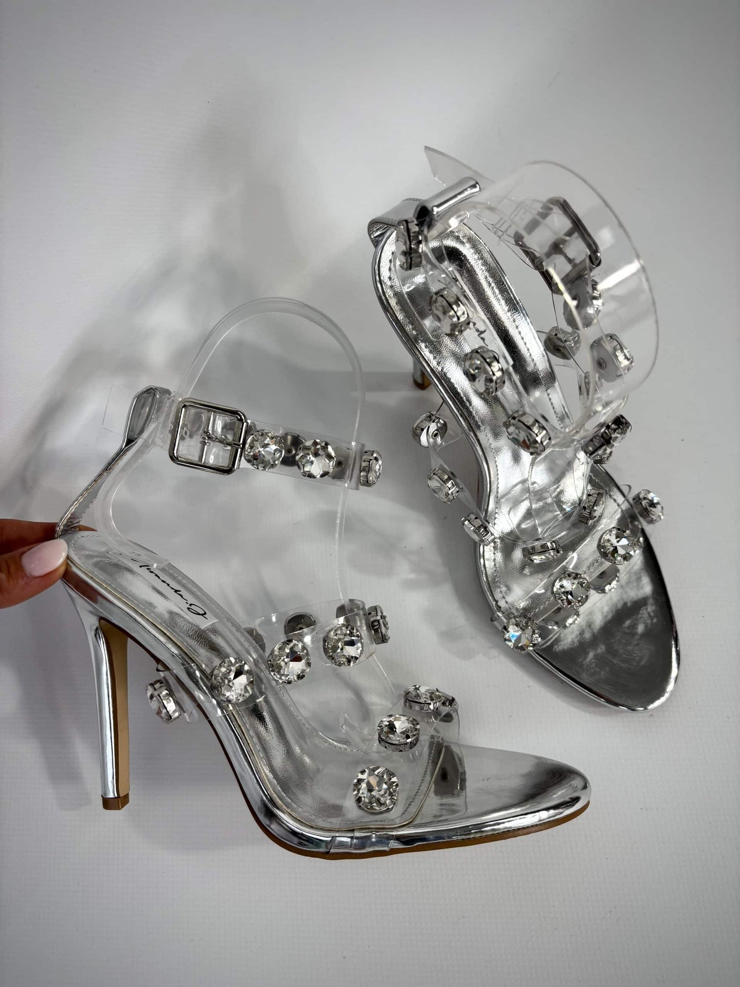 Rosamaria - Sandali eleganti argento con cristalli donna Argento