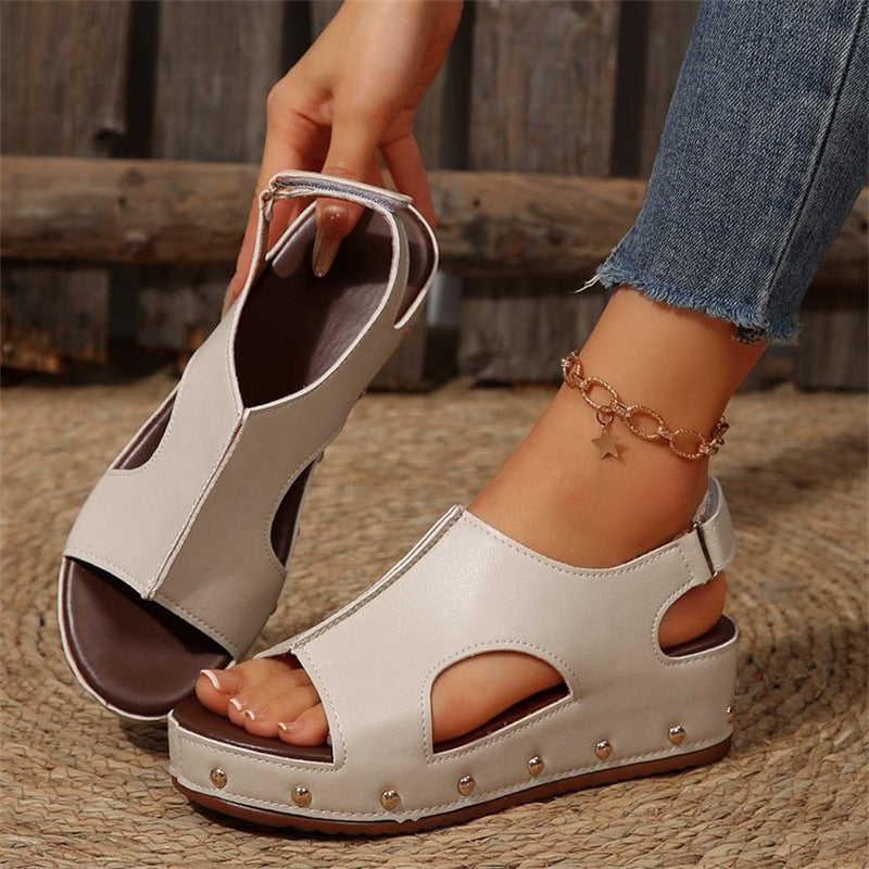 Rubina – Sandali Platform con Punta Aperta Donna Bianco Sporco