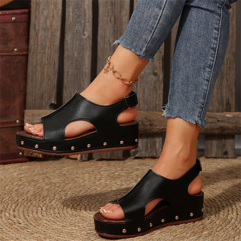 Rubina – Sandali Platform con Punta Aperta Donna Nero