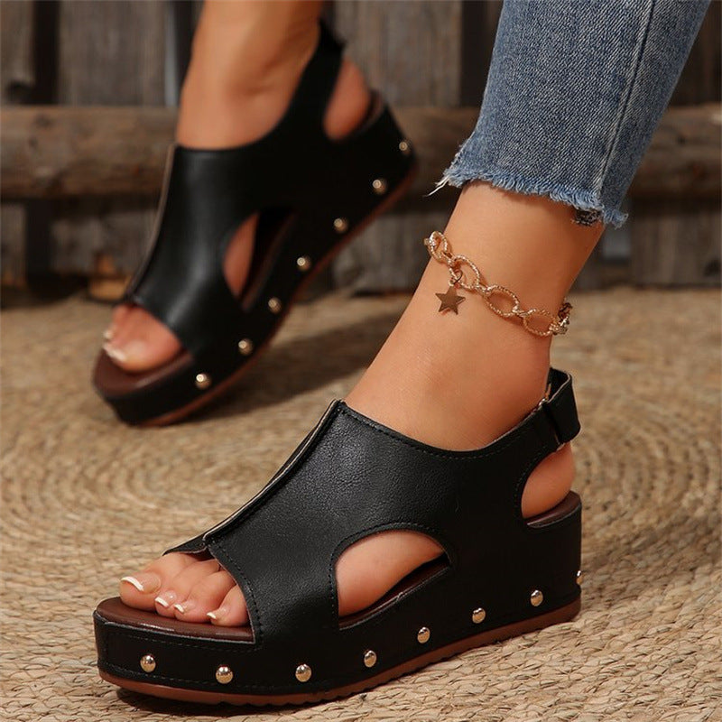 Rubina – Sandali Platform con Punta Aperta Donna Nero