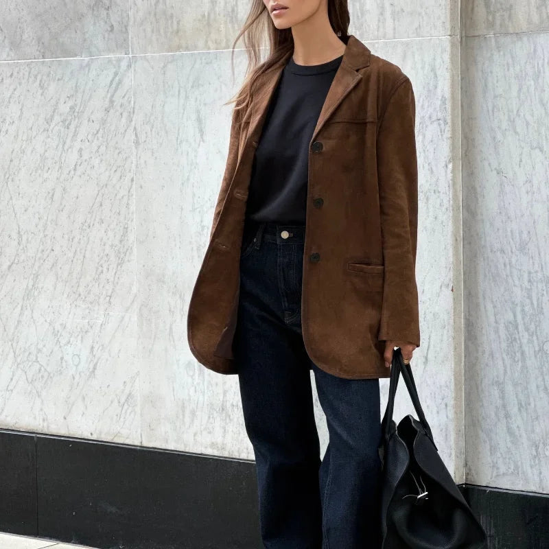 Flavia - Giacca Donna in Stile Scamosciato dal Taglio Ampio