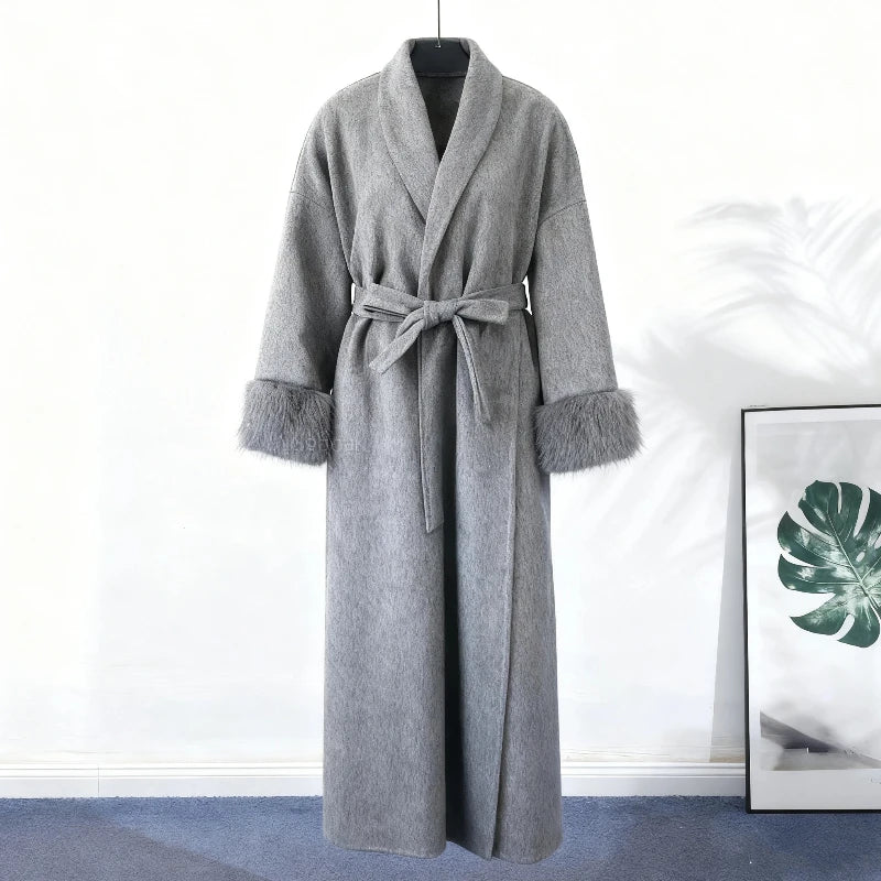 Antonia - Cappotto da donna in tweed con cintura e finto
