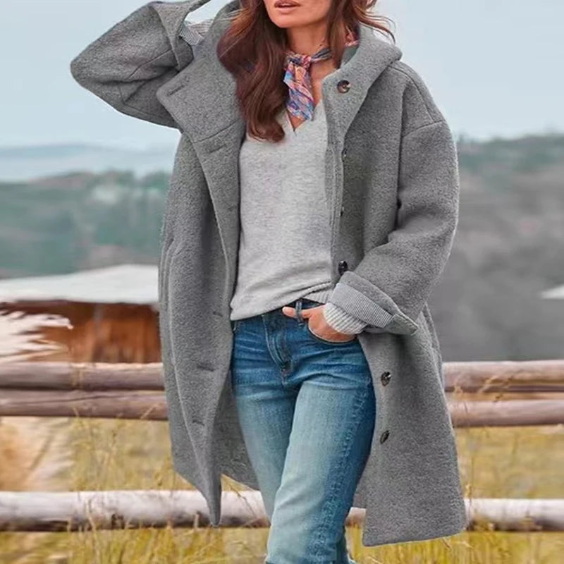 Anna – Cappotto Elegante Donna con Cappuccio Invernale