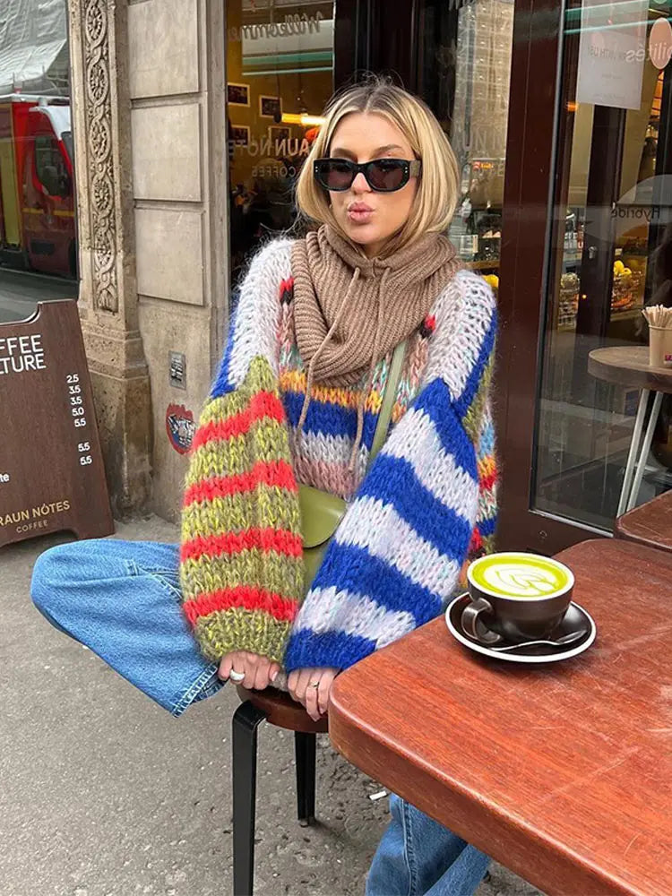 Monica - Maglione Donna Colorato a Maniche Lunghe