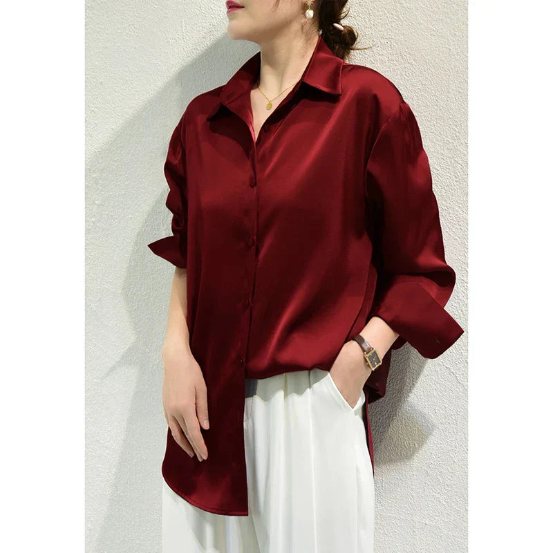 Kaia – Camicia Elegante Donna in Raso a Maniche Lunghe