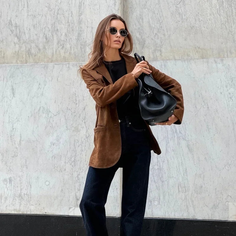Flavia - Giacca Donna in Stile Scamosciato dal Taglio Ampio