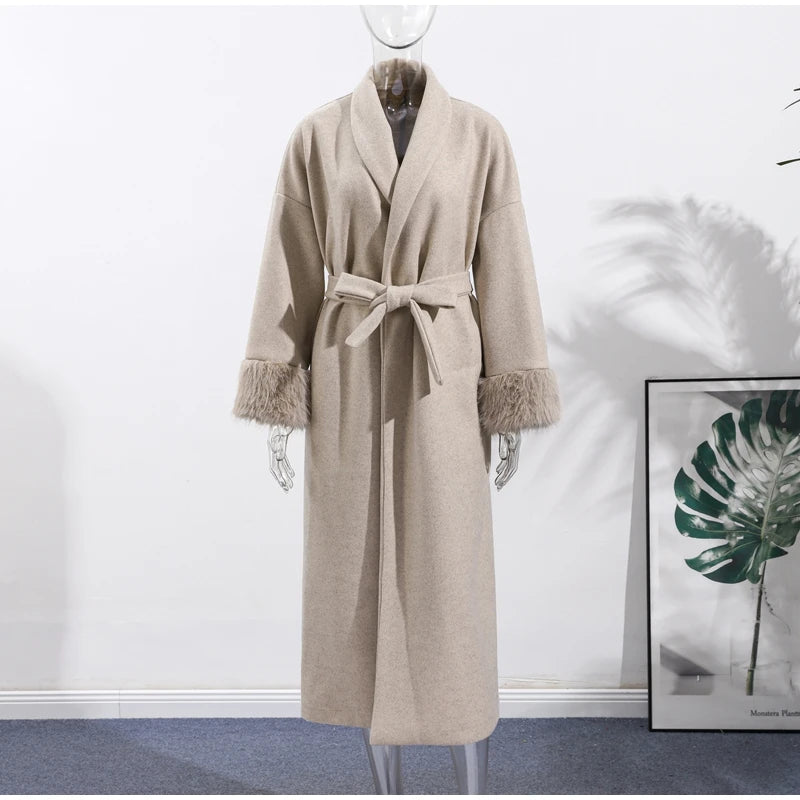 Antonia - Cappotto da donna in tweed con cintura e finto