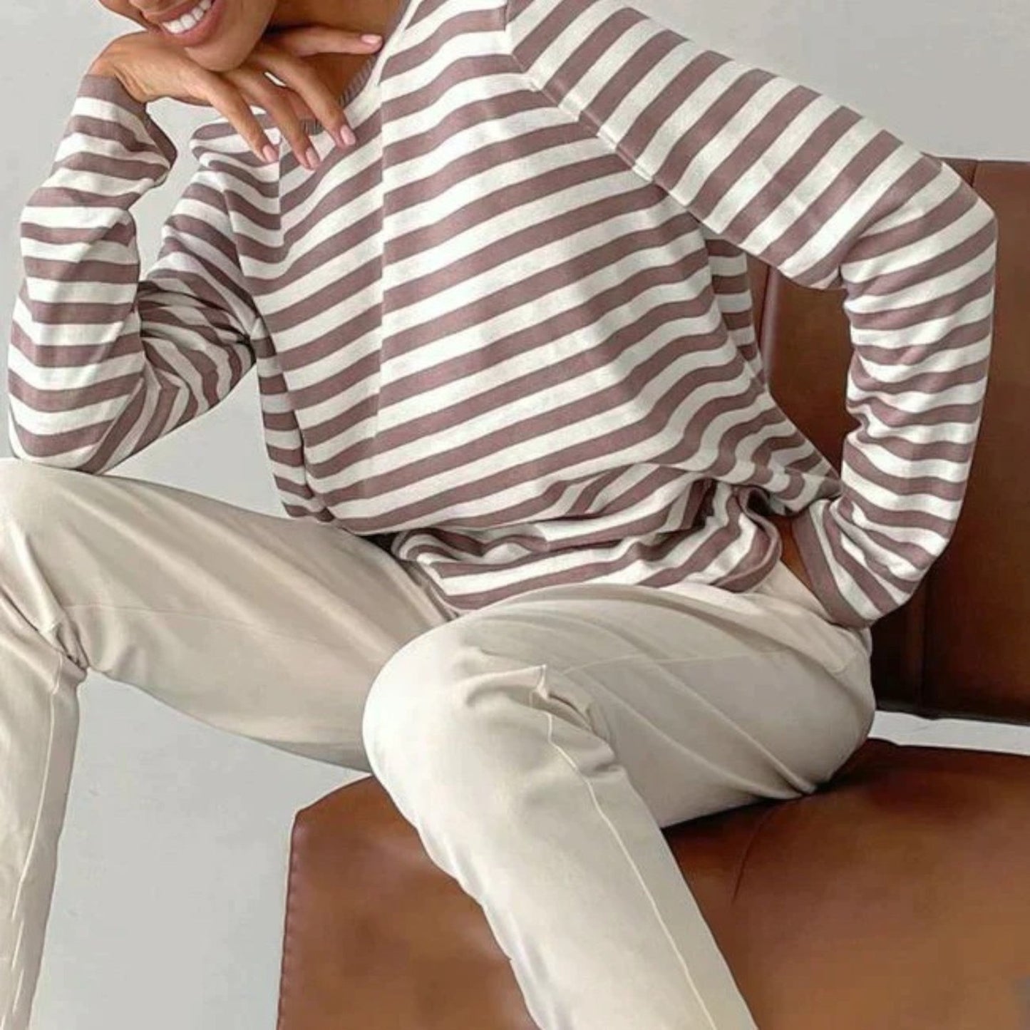 Umbra – Maglietta Classica a Righe Maniche Lunghe Donna