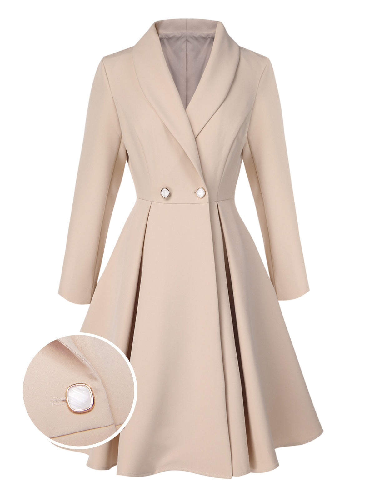 Ezia - Cappotto color crema con collo a scialle