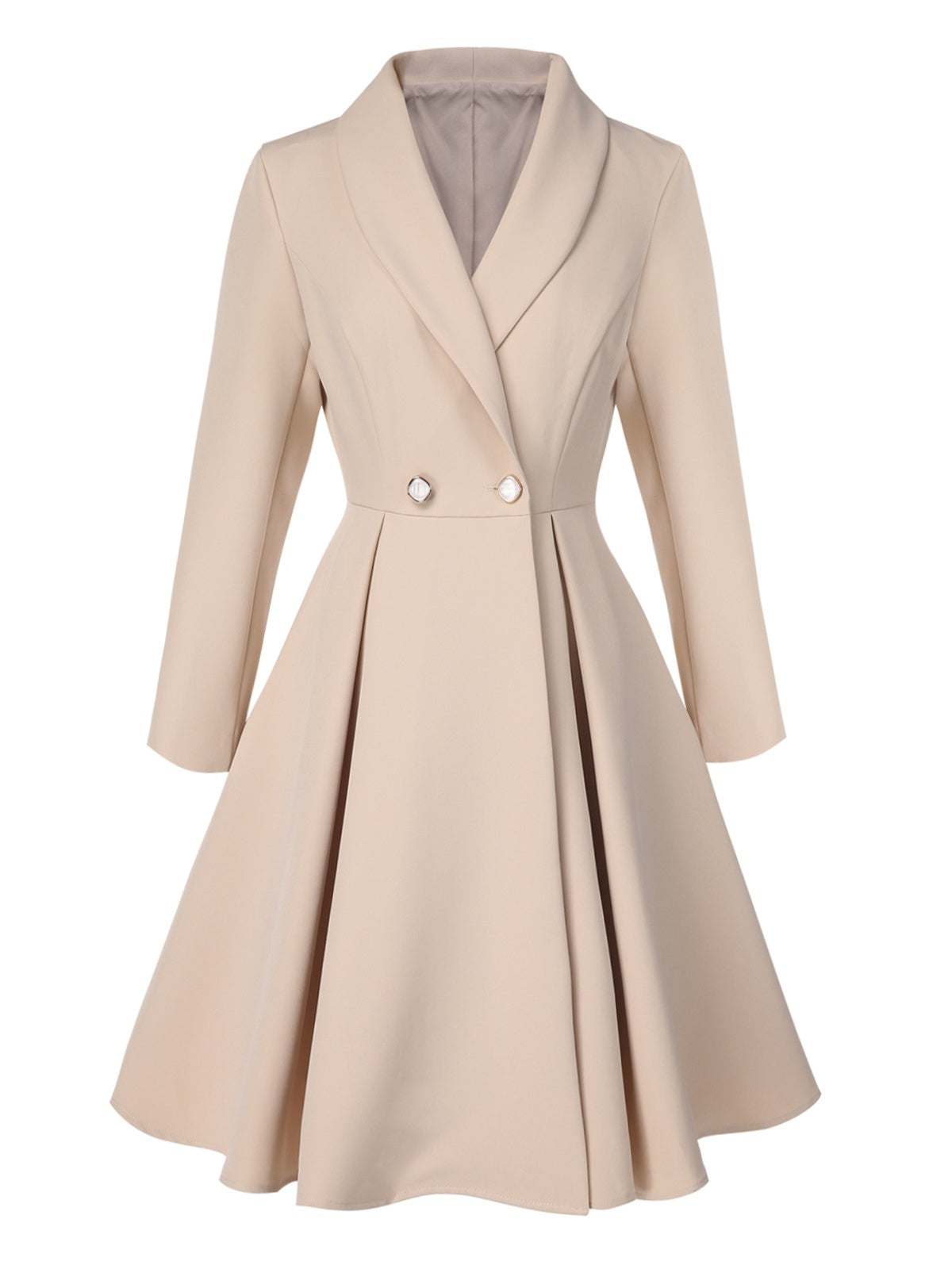 Ezia - Cappotto color crema con collo a scialle