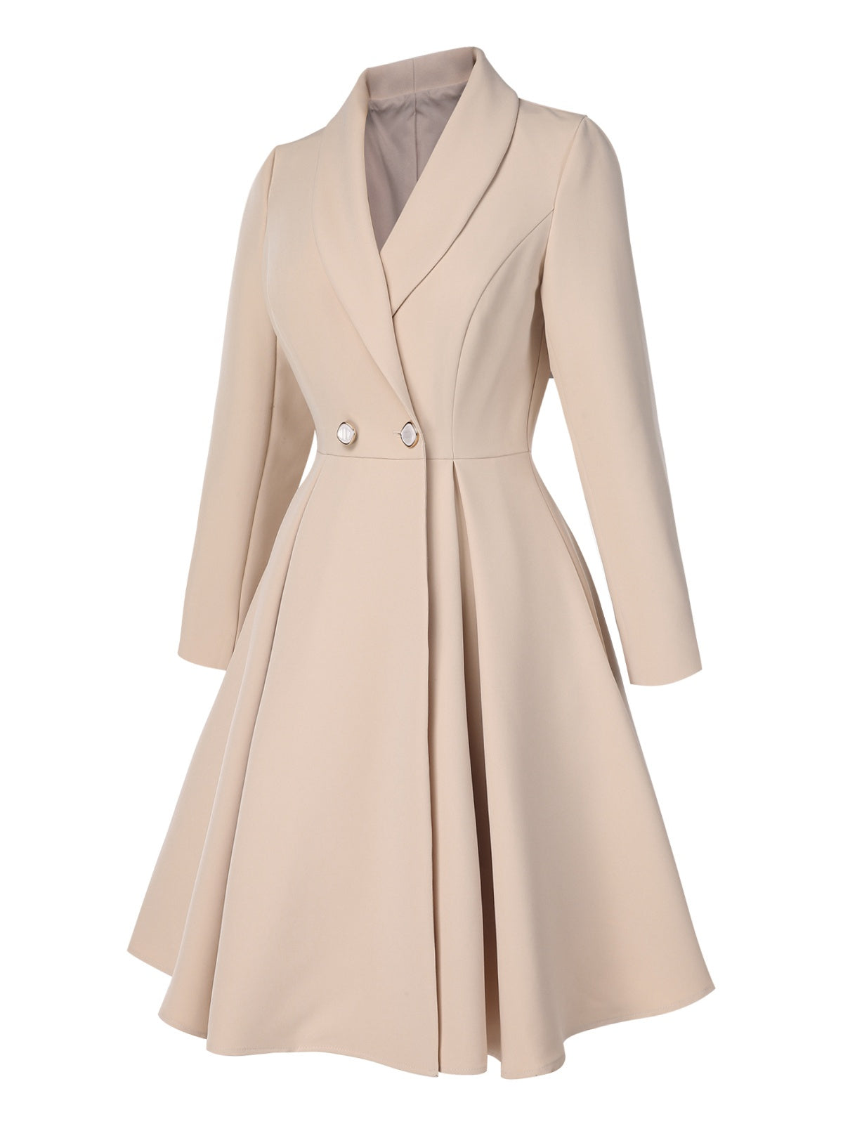 Ezia - Cappotto color crema con collo a scialle