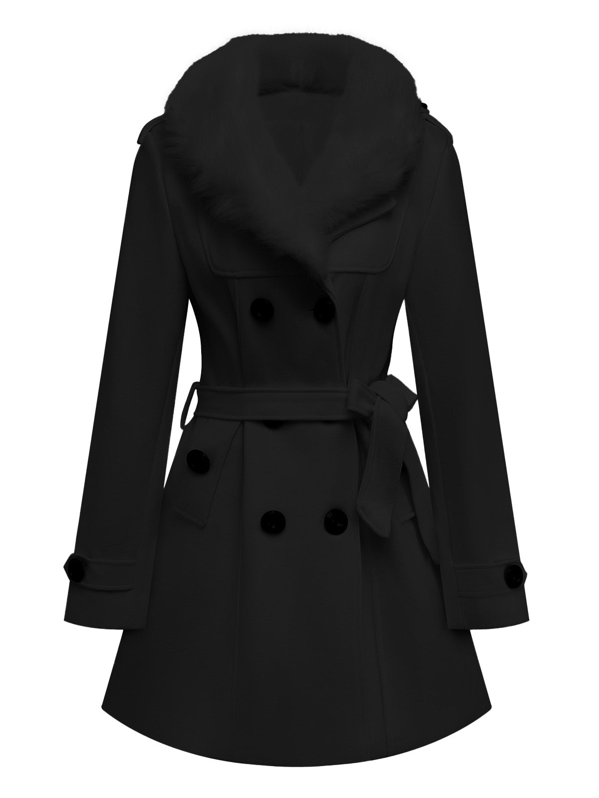 Faustina - Cappotto con colletto in pelliccia sintetica rimovibile