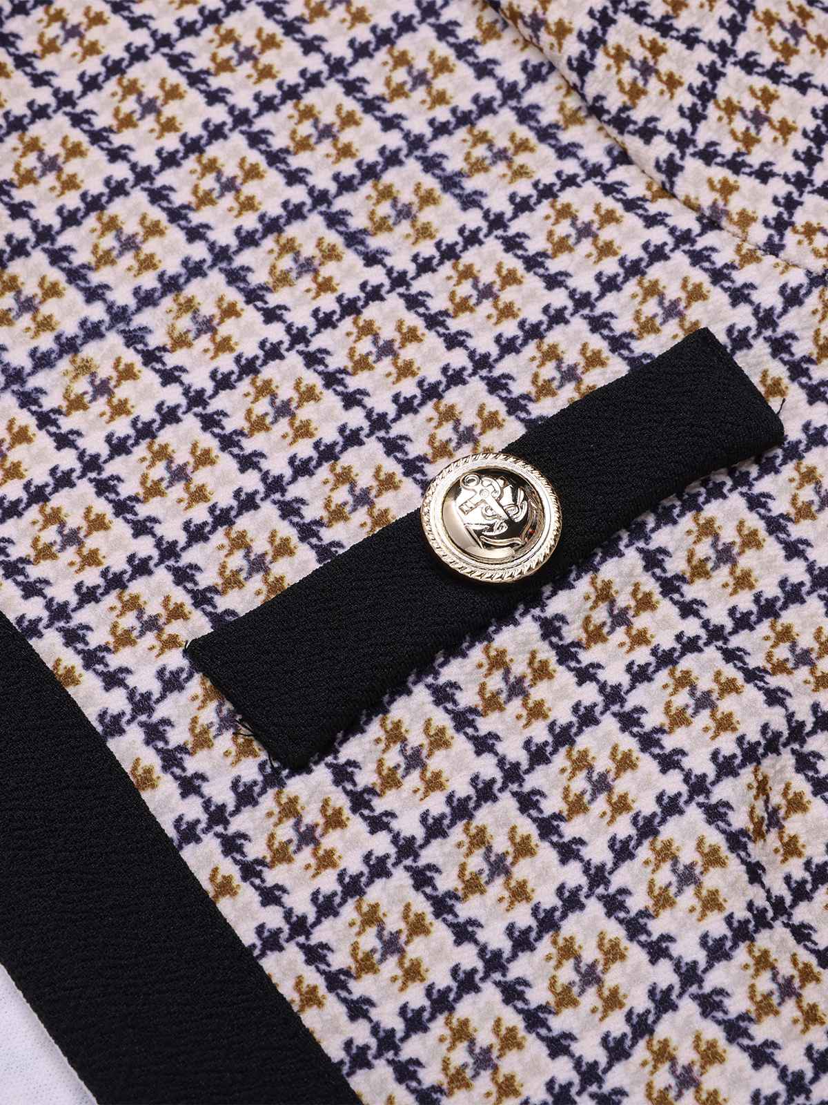 Eufemia - Cappotto corto beige in maglia patchwork