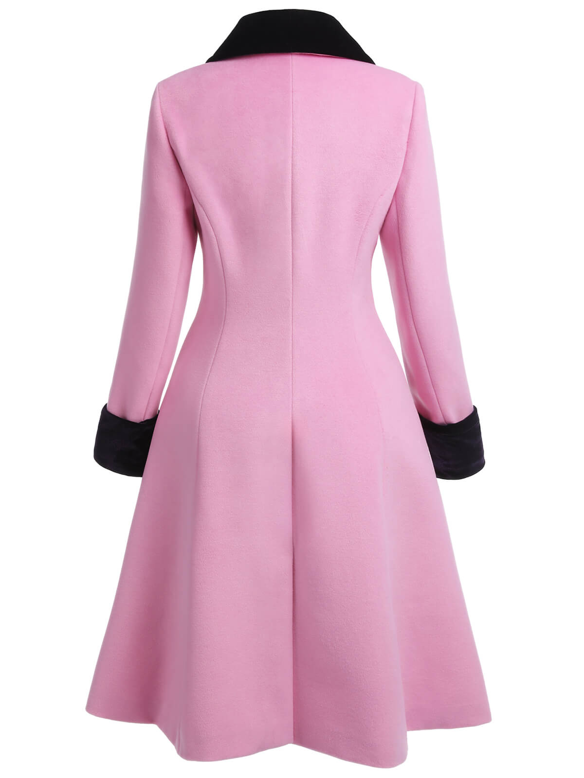 Eulalia - Cappotto rosa in velluto con bottoni patchwork