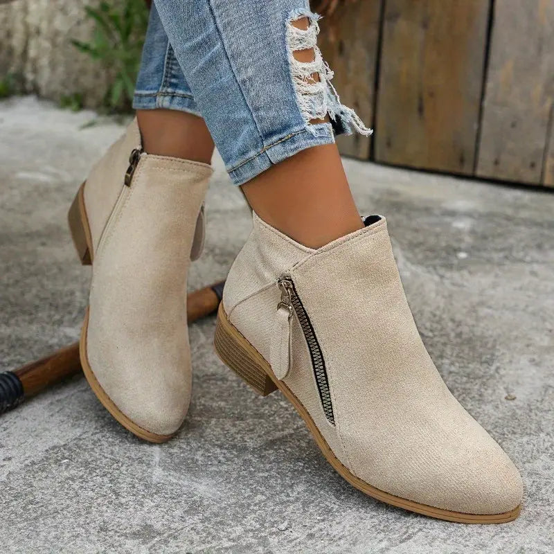 Samanta - Stivali eleganti con cerniera da donna Beige