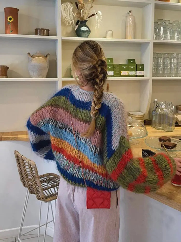 Monica - Maglione Donna Colorato a Maniche Lunghe