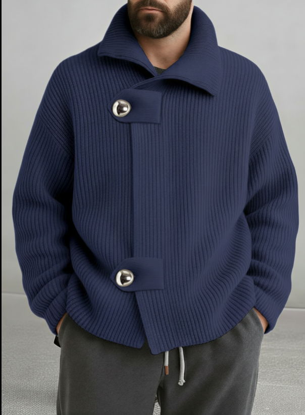 Hilarion - Cardigan Uomo Rilassato con Chiusura Scultorea